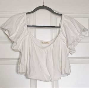 Free People We The Free Off the Shoulder Ruffle Crop Top